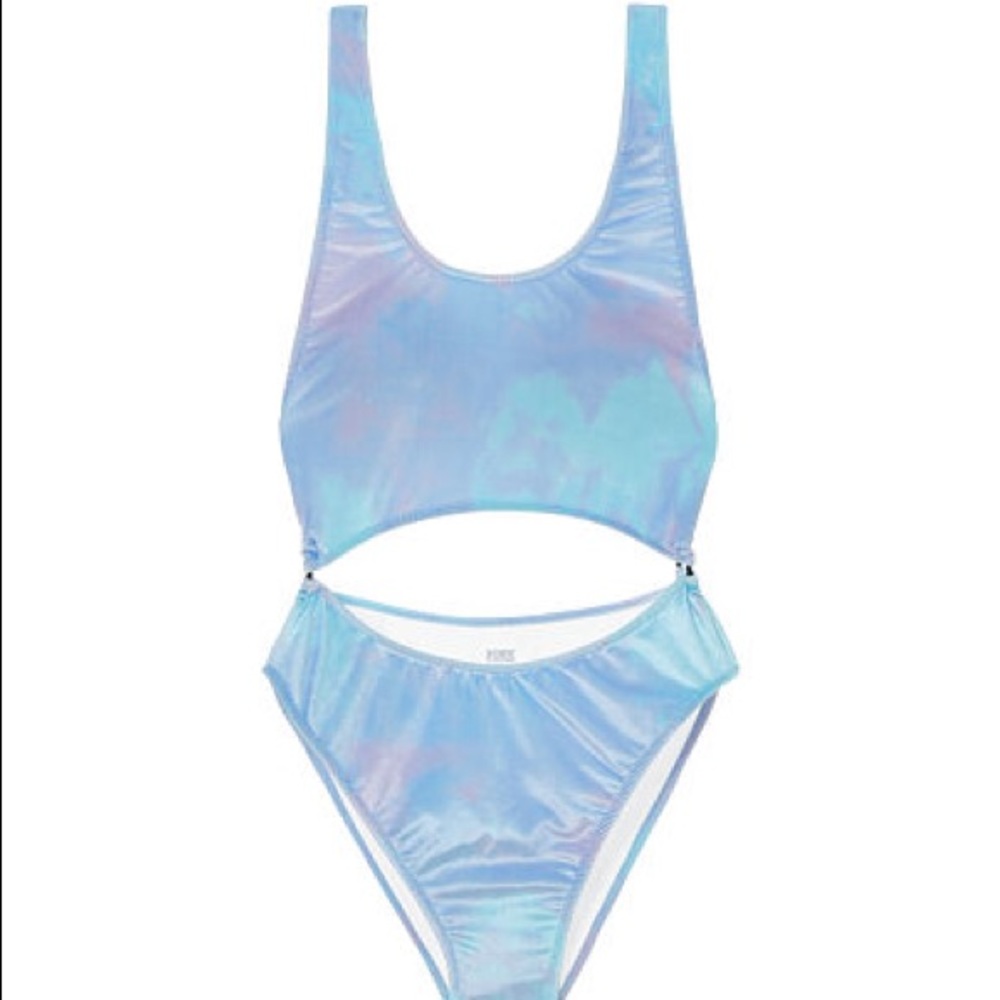VS Blue Holographic Velvet One Piece Swimsuit